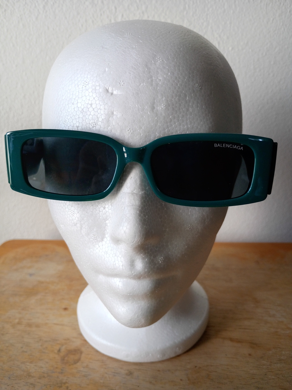Unisex Balenciaga Green Rectangle Sunglasses - Green